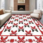 Red Black Abstract Butterfly Pattern Rug