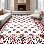 Elegant Floral Lattice Border Rug