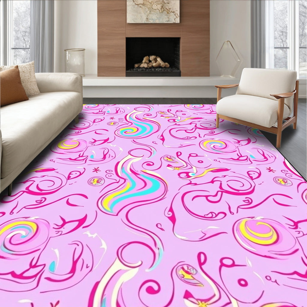 Vibrant Swirl Abstract Design Rug