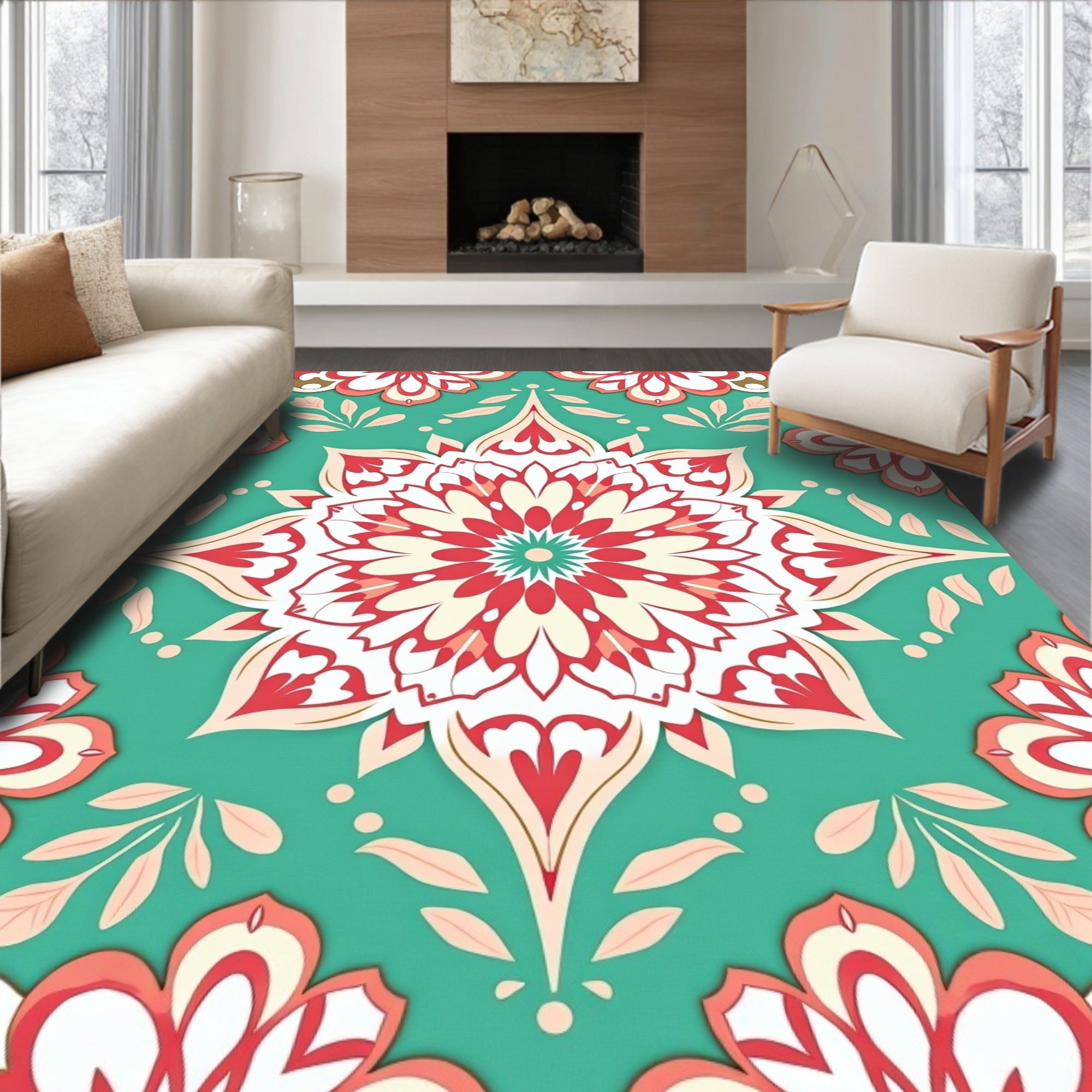 Floral Mandala Pattern Rug