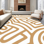 Abstract Tan Organic Line Art Rug