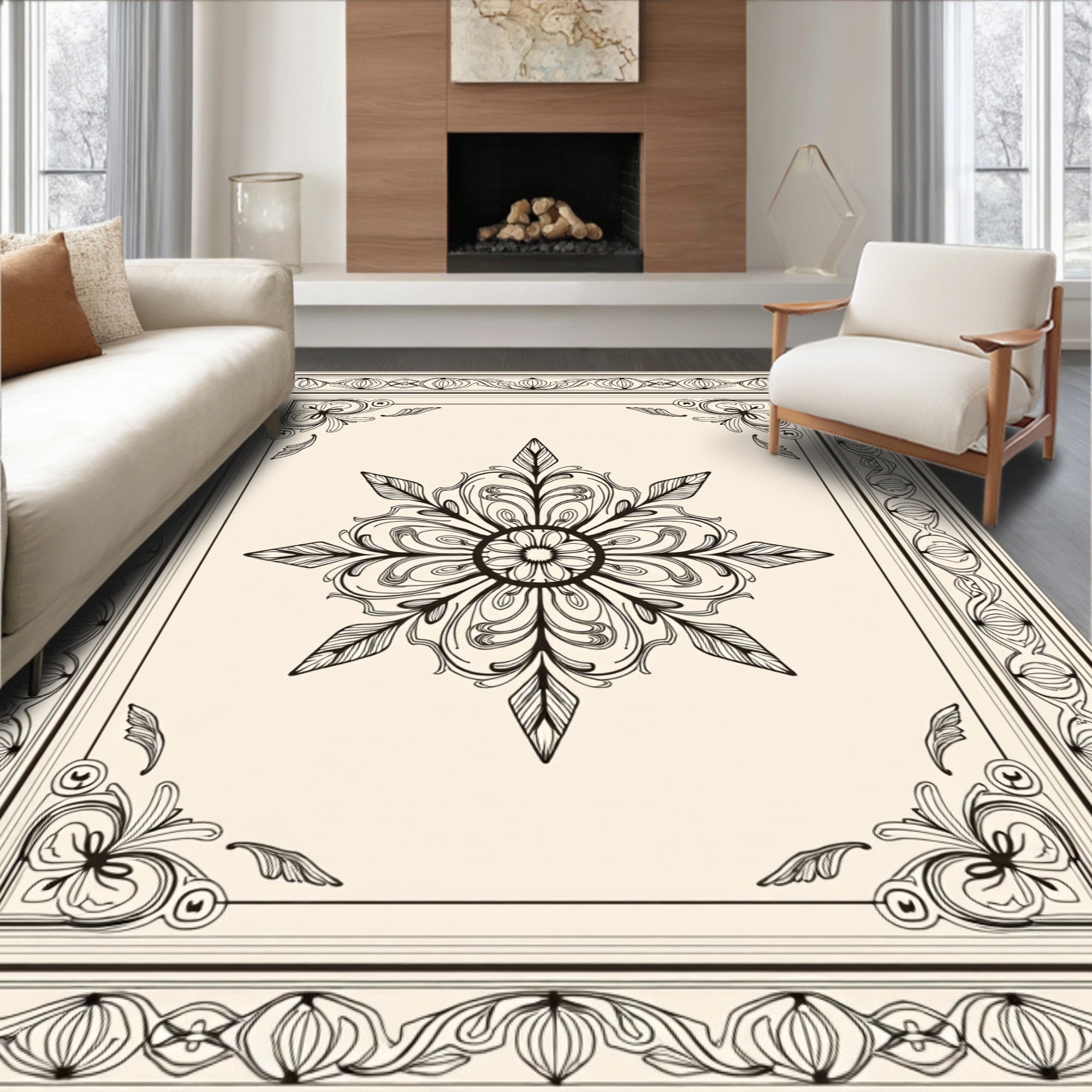 Elegant Floral Star Patterned Rug