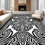 Bold Ink Floral Scroll Pattern Rug