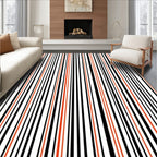 Striped Red White Black Pattern Rug