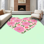 Pink Floral Heart Pattern Rug