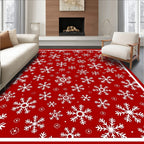 Crimson White Snowflake All Over Rug