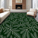 Elegant White Leafy Pattern Design Rug