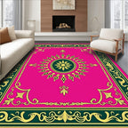 Vibrant Pink Golden Sun Medallion Rug