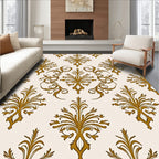 Classic Gold Floral Damask Pattern Rug