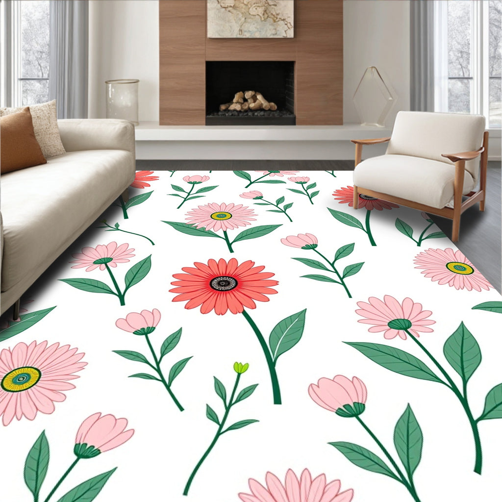 Whimsical Floral Vines Pattern Rug