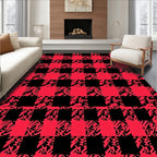 Red Black Houndstooth Tarten Check Rug