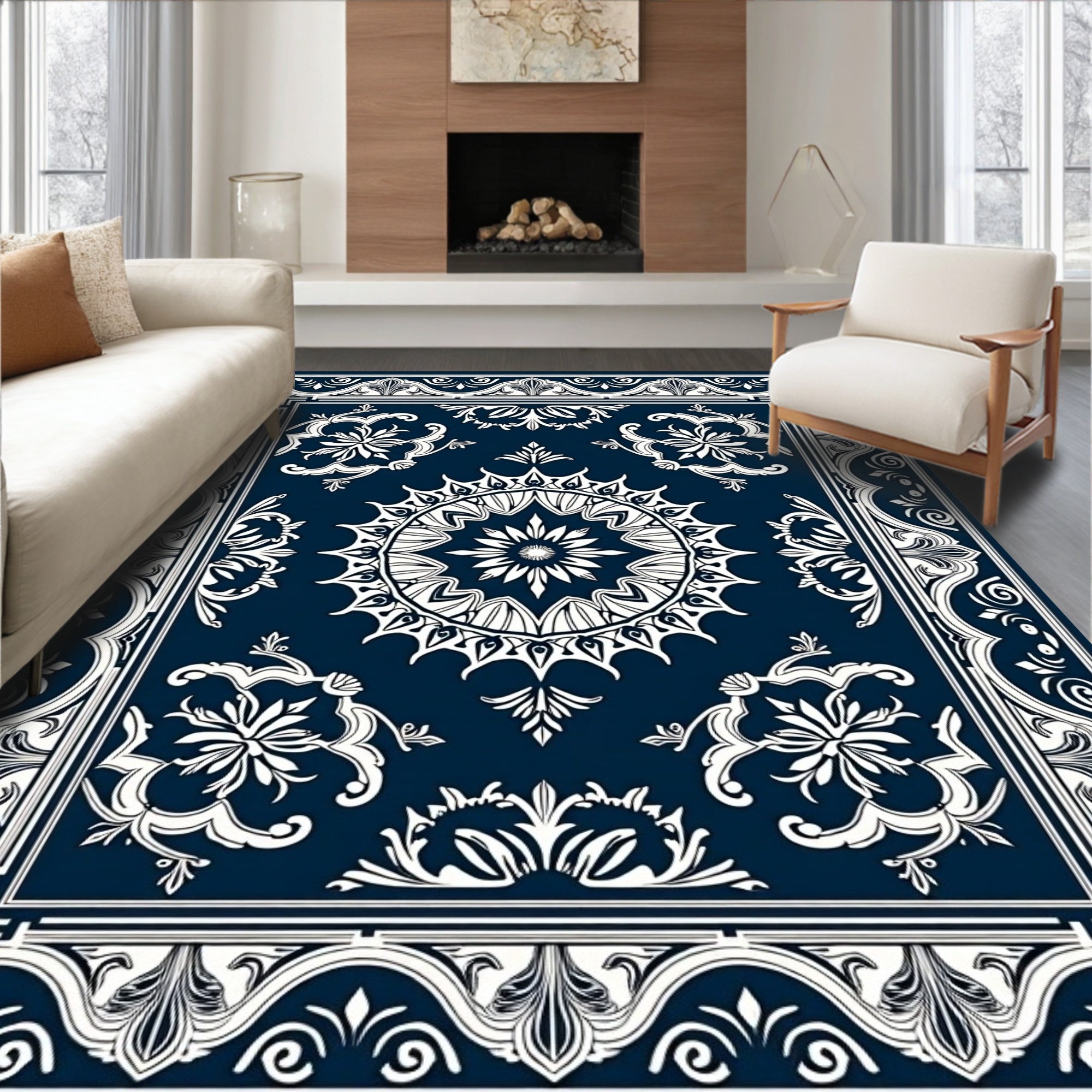 Ornate Floral Mandala Patterned Rug