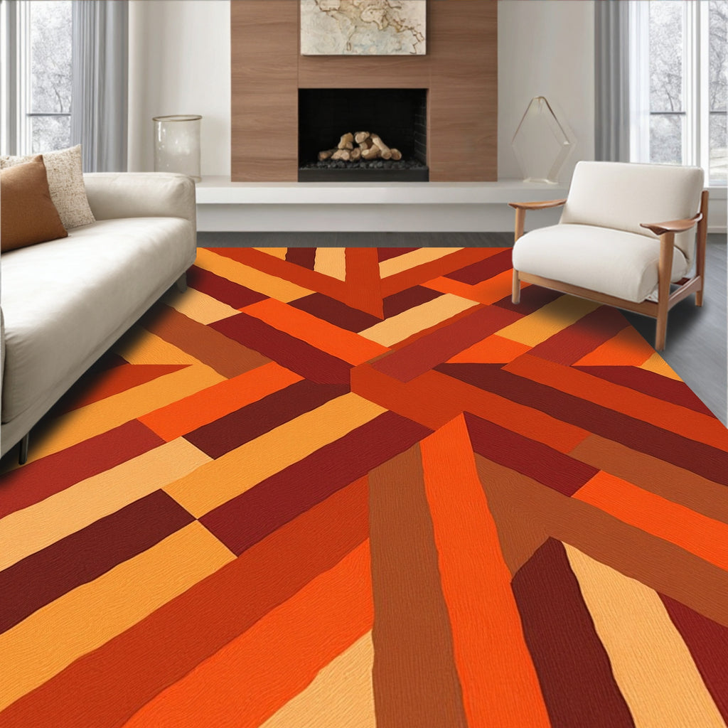 Warm Earth Tones Geometric Pattern Rug