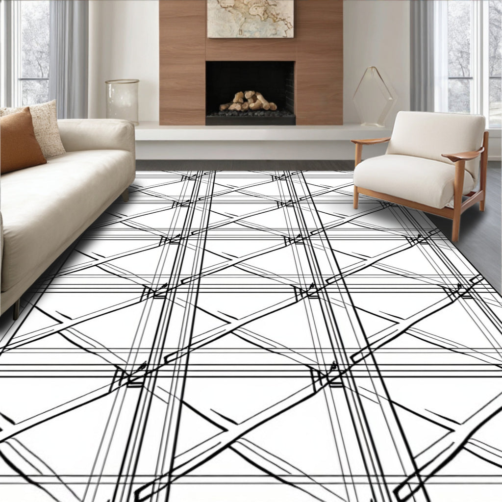 Interlocking Geometric Stripe Pattern Rug