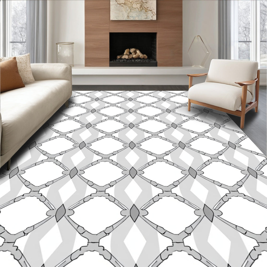 Ornate Diamond Chain Link Pattern Rug