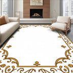 Ornate Floral Vines Gold Accent Rug