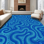 Abstract Blue Swirl Triangle Pattern Rug