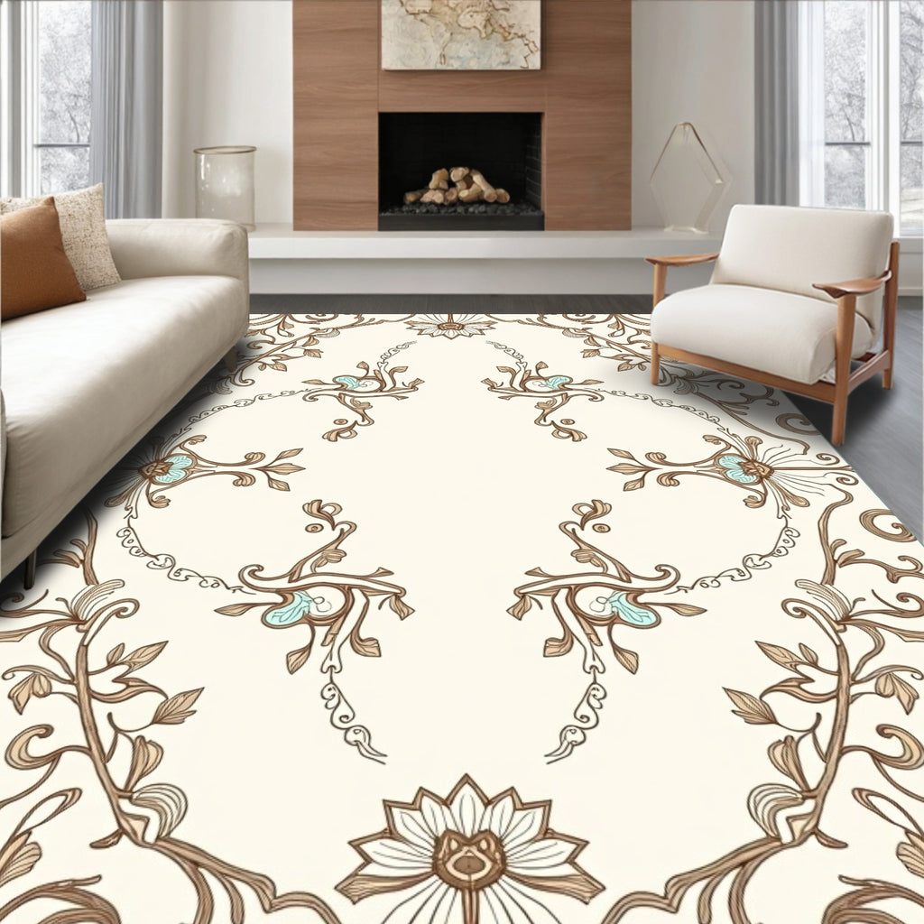 Vintage Floral Swirls Design Rug
