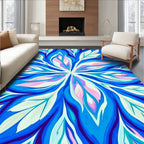 Abstract Blue Pink Floral Swirls Rug