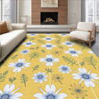 Floral Botanical Pattern with Blue Yellow Accents Rug