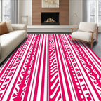 Bold Pink White Vertical Stripe Collage Rug