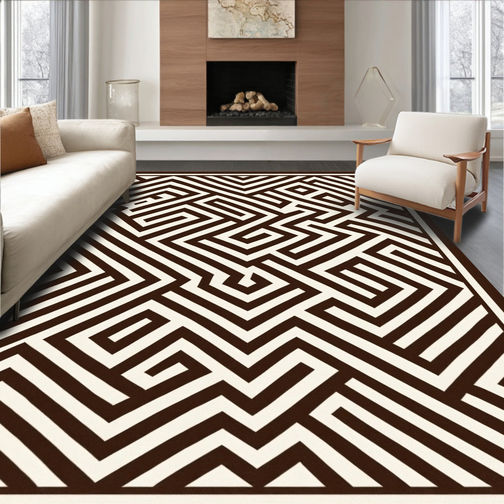 Complex Abstract Maze Pattern Rug