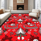 Sledding Hedgehogs Christmas Pattern Design Rug