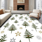 Dark Green Trees Gold Stars Scatter Rug