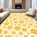 Orange Citrus Flower Pattern Rug