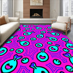 Playful Cyan Pink Cartoon Whimsy Rug