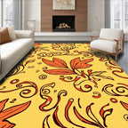 Orange Leaf and Swirl Pattern Rug