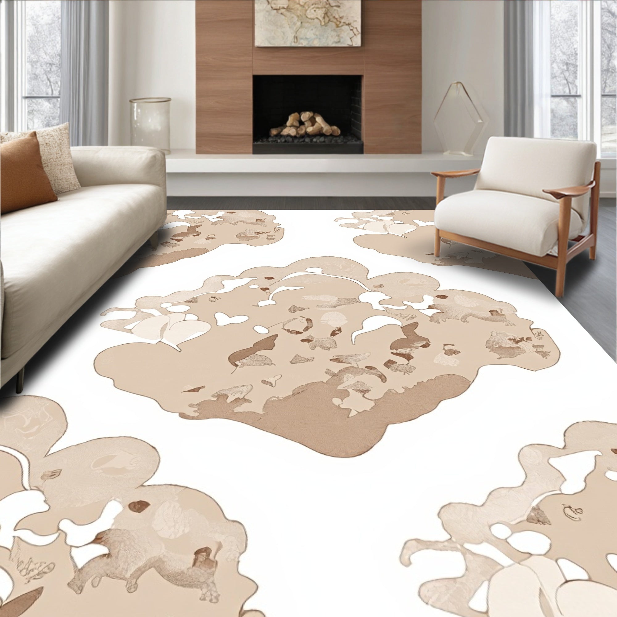 Earthy Tone Organic Cloud Shapes Rug