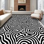 Abstract Black White Stripe Pattern Rug