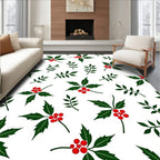 Green Leaf 2 Red Berry Pattern Rug
