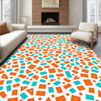 Playful Orange Teal Geometric Shapes Rug