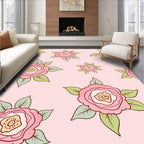 Pink Floral Garden Pattern Rug