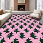 Pink Christmas Tree Star Repeats Rug