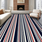 Classic Navy Red White Stripes Rug