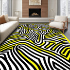Bold Yellow And Black Maze Pattern Rug