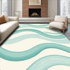 Aqua Brushstroke Waves Pattern Rug