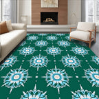Teal Blue Floral Starburst Medallion Rug