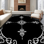 Ornate White Floral Symmetry Rug