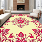 Crimson Floral Symmetry Pattern Design Rug