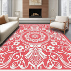 Floral Mandala Patterned Coral Design Rug