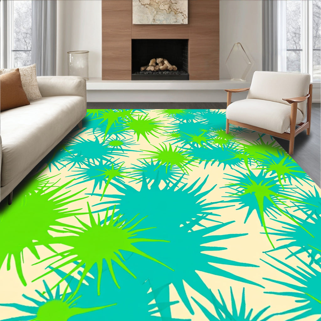Bright Teal Green Splatter Design Rug