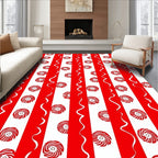 Red White Pinwheel Stripe Rug