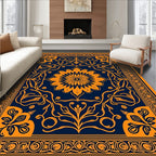 OrangeFloral Intricate Pattern Rug