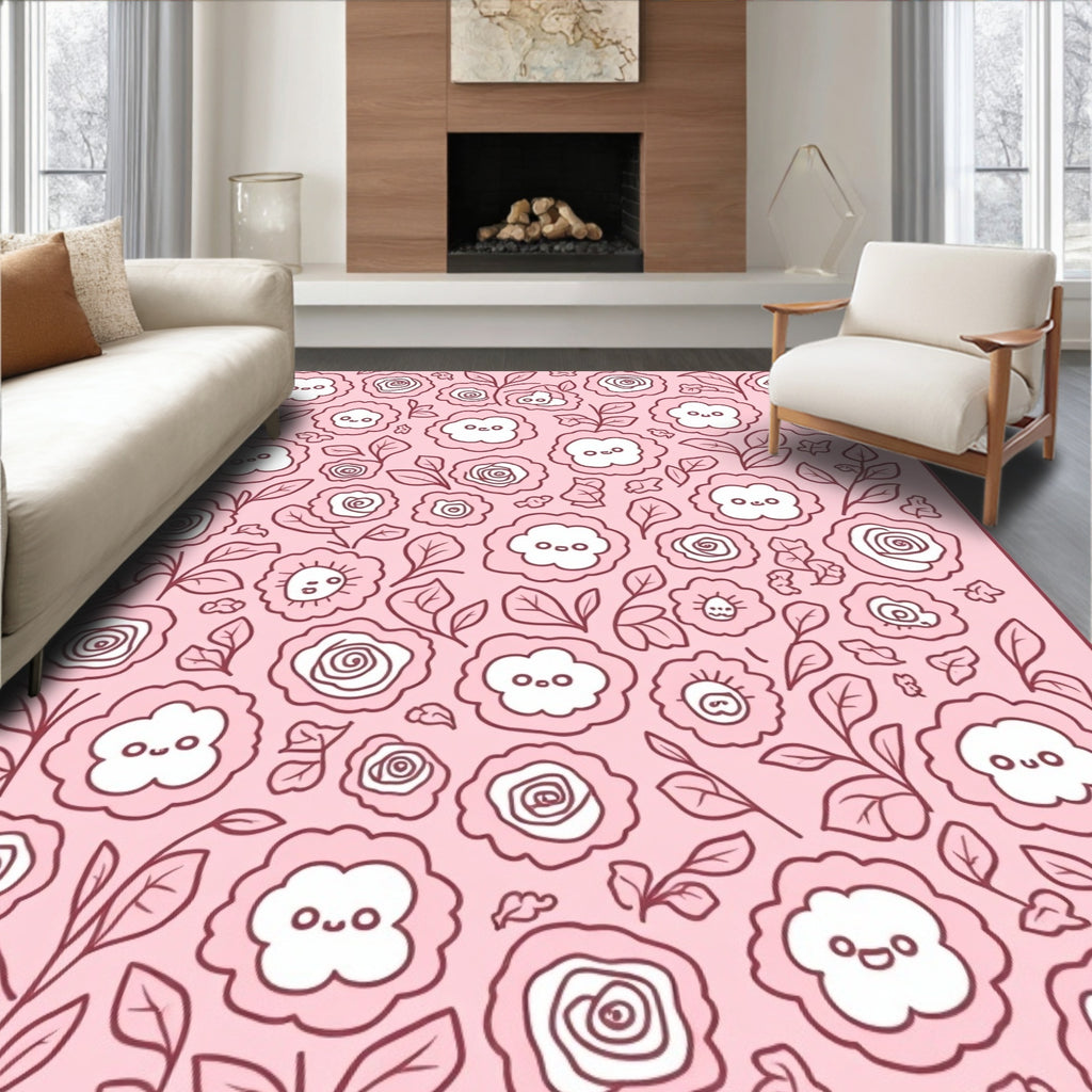 Cute Kawaii Floral Pattern Design Rug