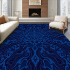 Deep Blue Symmetric Mandala Pattern Rug
