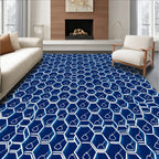 Abstract Hexagonal Blue Pattern Rug